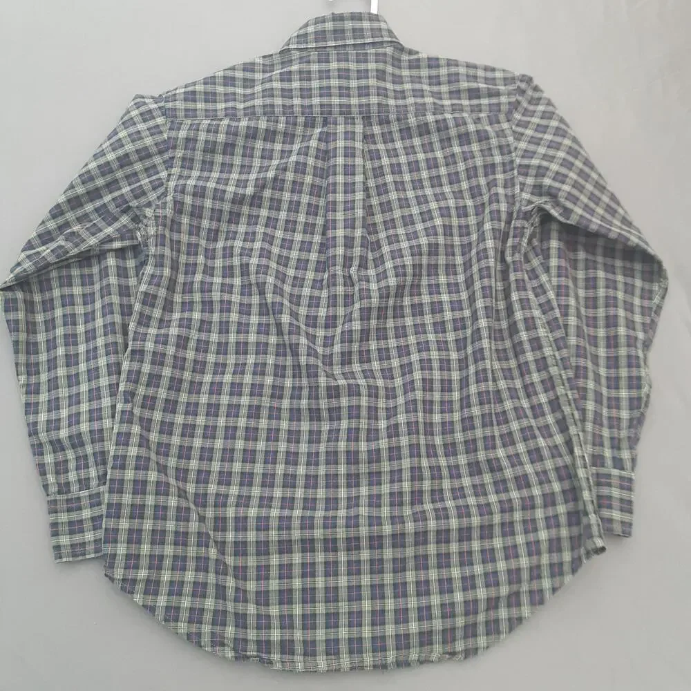 RALPH LAUREN Boys Cotton Green Blue Plaid Button Down Shirt Youth M (10/12)